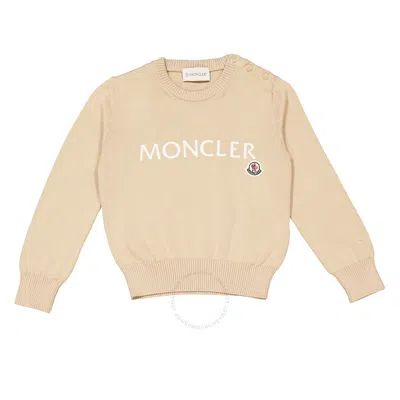 Moncler Kids Embroidered Logo Cotton Sweater In White
