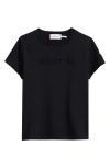 Moncler Kids' Embroidered Logo Patch T-shirt In Black