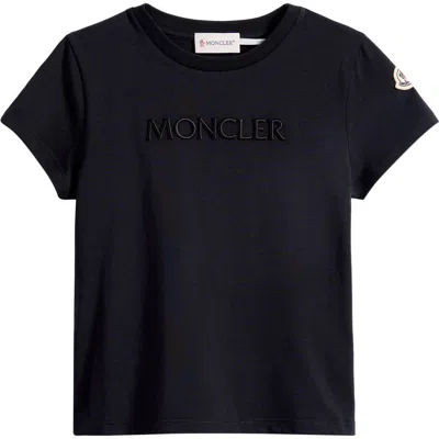 Moncler Kids' Embroidered Logo Patch T-shirt In Black