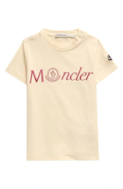 Moncler Kids' Embroidered Logo T-shirt In Ivory
