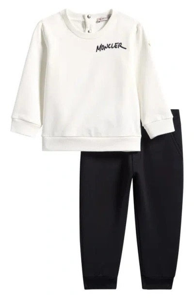 Moncler Kids' Embroidered Sweatshirt & Joggers Set In White