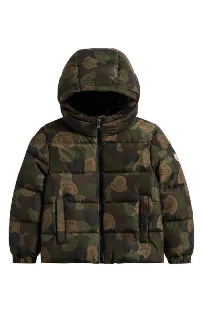 Moncler Kids' Escer Hooded Down Puffer Jacket In Green