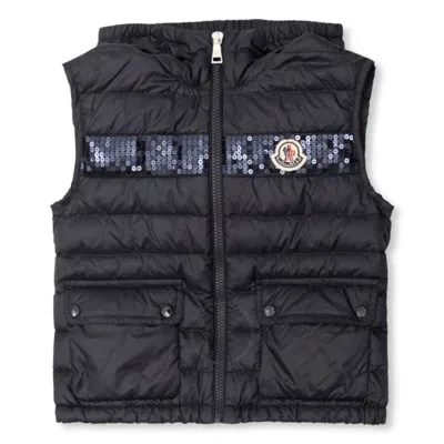 Moncler Kids Esi Hooded Down Gilet In Blue