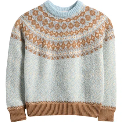 Moncler Kids' Fair Isle Virgin Wool Sweater In Blue