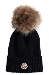Moncler Ribbed Hat In Blue