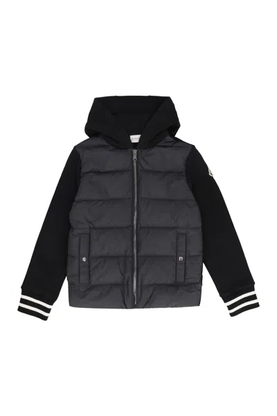 Moncler Kids Fleece-paneled Puffer Jacket In Blue