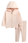 Moncler Kids' Full Zip Graphic Hoodie & Star Print Leggings Set In Pink