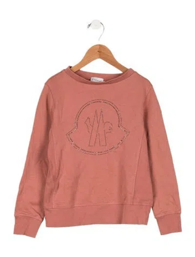 Pre-owned Moncler Kids Girls' Crystal Embellished Sweatshirt In Pink