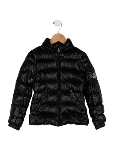 Pre-owned Moncler Kids Girls' Embroidered Down Jacket In Black