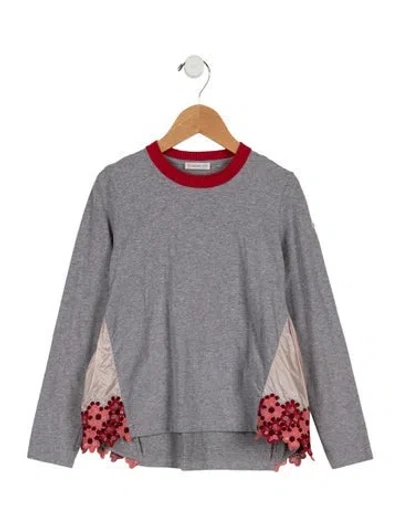 Pre-owned Moncler Kids Girls' Embroidered Top In Grey