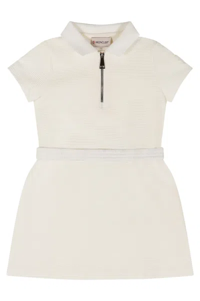Moncler Kids Girls' Mini Dress With Polo Collar In Neutral