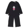 Moncler Kids Graphic Print Long Sleeve Tracksuit In Blue