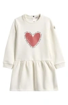 Moncler Kids' Heart Graphic Long Sleeve Dress In White