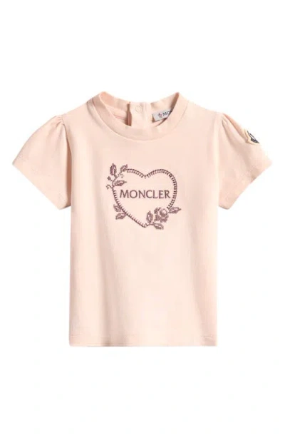 Moncler Kids' Heart Logo T-shirt In Pink