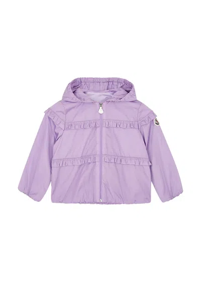 Moncler Kids Hiti Ruffle-trimmed Shell Jacket (6 Months-3 Years) In Purple