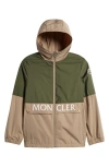 Moncler Joly Logo Nylon Rainwear Jacket In Beetle