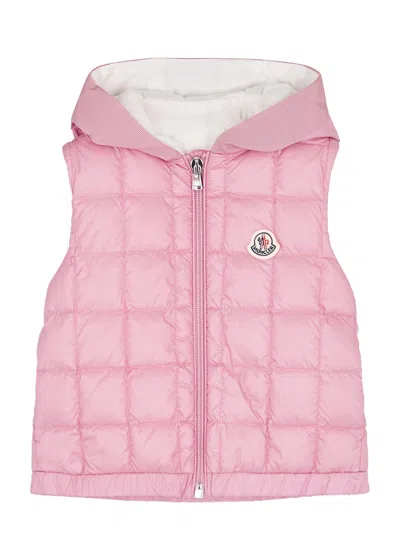 Moncler Kids Jouzas Quilted Hooded Shell Gilet In Pink
