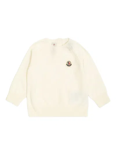 Moncler Kids Kids' Crethestanesedew Neck Mini Cashmere Sweater In White