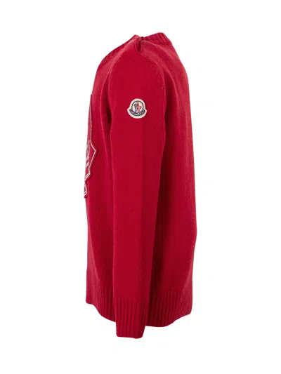 Moncler Kids Kids' Crewneck Knit Sweater In Rosso