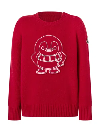 Moncler Kids Kids' Crewneck Knit Sweater In Red