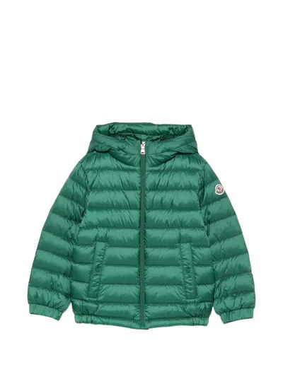 Moncler Kids Kids Down-filled Hooded Coat With Snap Pockets In Green