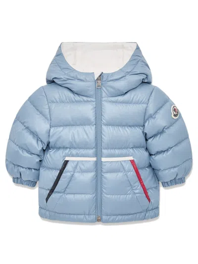 Moncler Kids Kids Down-filled Hooded Puffer Coat With Zip Closure & Kangaroo Pockets In Blue