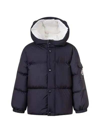 Moncler Kids Kids Down-filled Hooded Zip-up T-shirt Liner With Detachable Trim In Blue