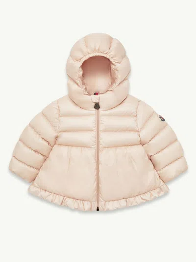 Moncler Kids Kids Long Season Quilted Water-repellent Puffer Jacket With Hood In Pink