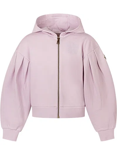 Moncler Kids Kids' Mini Cardigan With Hood And Zip In Pink