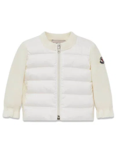 Moncler Kids Kids' Mini Down-filled Sweater Jacket With Ruffled Cuffs In White