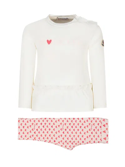 Moncler Kids Kids' Mini Heart Suit In Bianco Rosa Chiaro