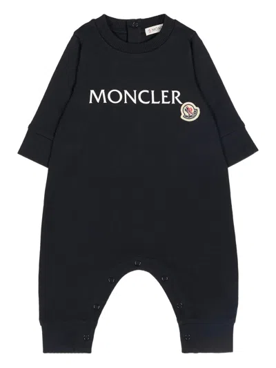 Moncler Kids Kids' Mini Stretch Cotton Long Sleeve Jumpsuit In Black