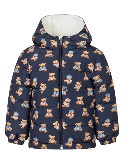 Moncler Kids Kids Puffer Jacket With Bear Design In Blue
