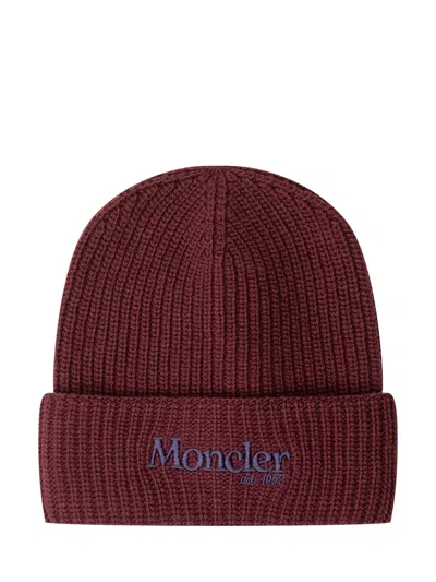 Moncler Kids Kids' Quilted Hat For Cold-weather Wear In Bordeaux
