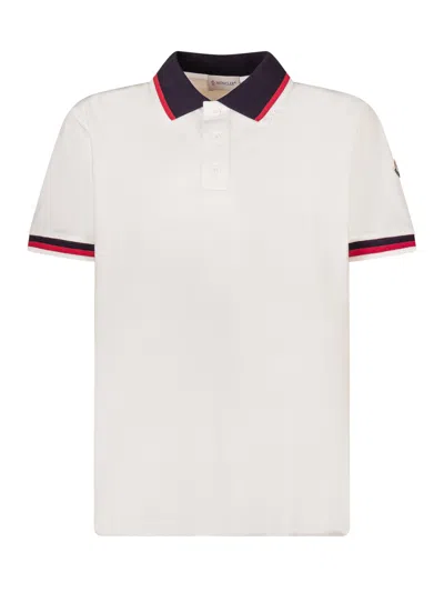 Moncler Kids Kids' Short Sleeve Polo In Panna