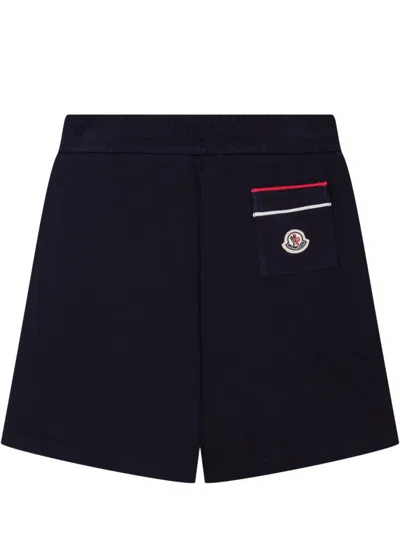 Moncler Kids Kids' Sporty Mini Pants With Drawstrings And Cuffs In Blu Scuro