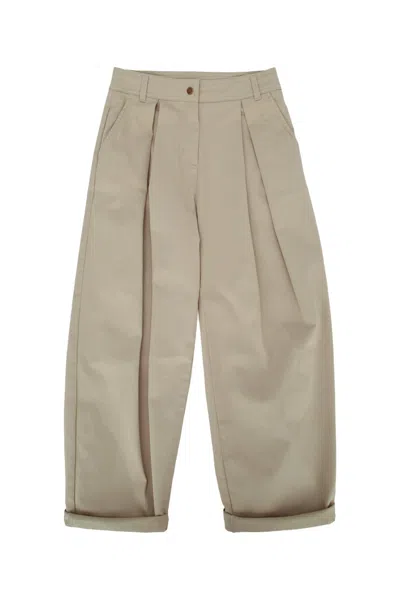 Moncler Kids Kids' Stylish Tailored Trousers With Cuffs In Neutral