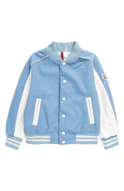 MONCLER KIDS' KOBBY DENIM VARSITY JACKET