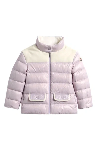 Moncler Kids' Kora Mixed Media Down Puffer Jacket In Purple