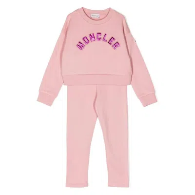Moncler Kids Logo-applique Cotton Tracksuit In Brown