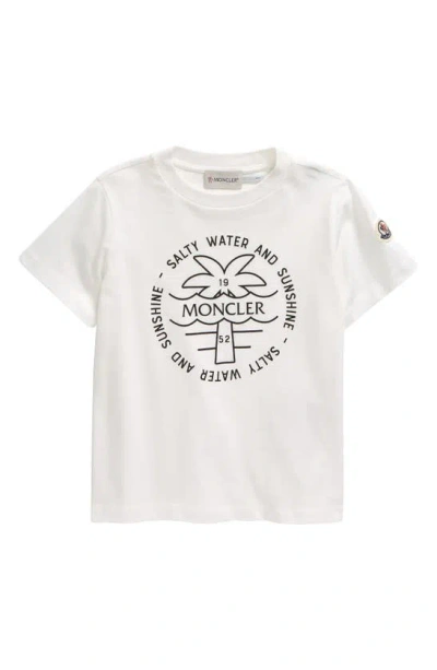 Moncler Kids' Logo Cotton Graphic T-shirt In Silk White