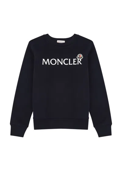 Moncler Kids Logo Cotton Sweatshirt (12-14 Years) In Navy