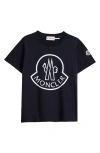 Moncler Kids' Logo Cotton T-shirt In Blue