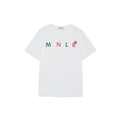 Moncler Kids Logo Cotton T-shirt In White