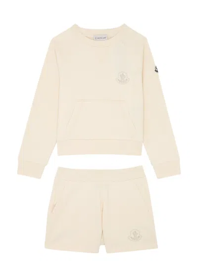 Moncler Kids Logo Cotton Tracksuit (4-6 Years) In Cream