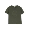Moncler Kids Logo-embossed Cotton T-shirt In Green
