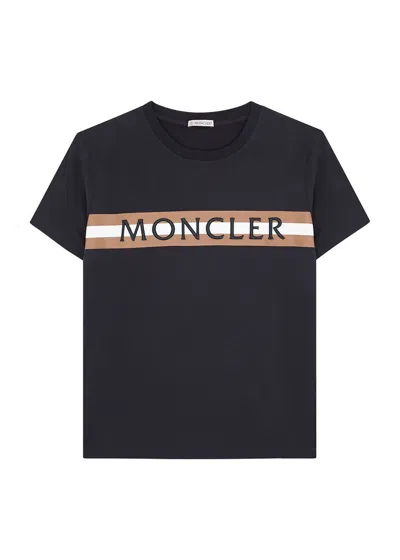 Moncler Kids Logo-embroidered Cotton T-shirt (12-14 Years) In Gold