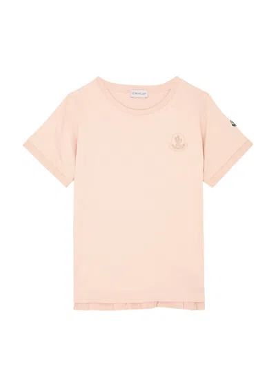 Moncler Kids Logo-embroidered Cotton T-shirt (12-14 Years) In Pink