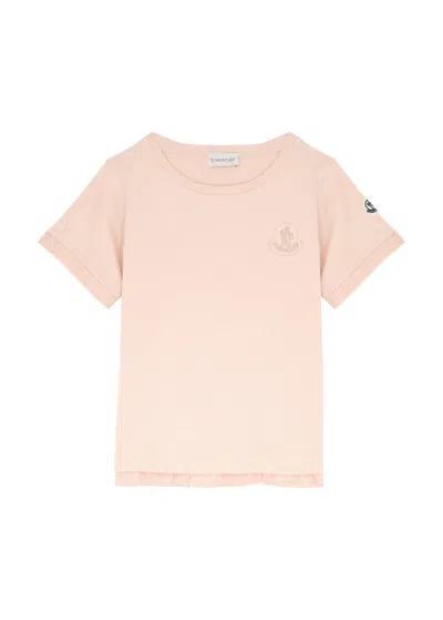 Moncler Kids Logo-embroidered Cotton T-shirt (8-10 Years) In Pink