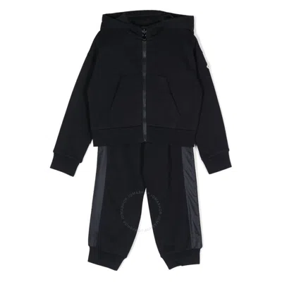 Moncler Kids Logo-embroidered Cotton Tracksuit In Blue